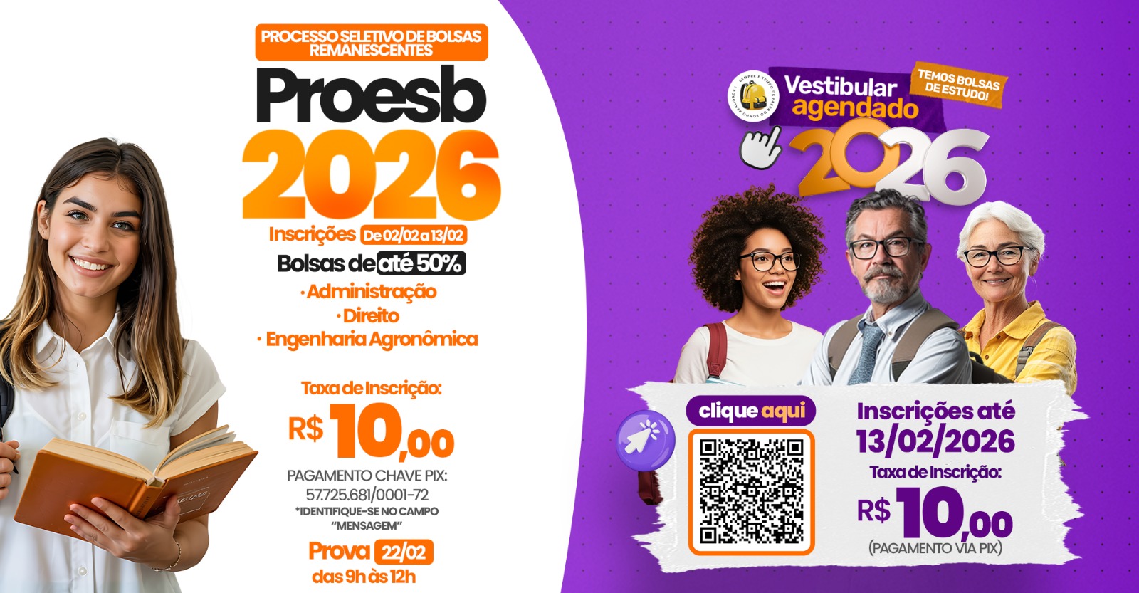 Vestibular Agendado + Processo Seletivo PROESB 2026