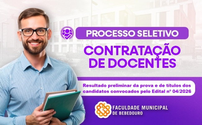 Resultado preliminar da prova e de títulos dos candidatos convocados pelo Edital nº 04/2026