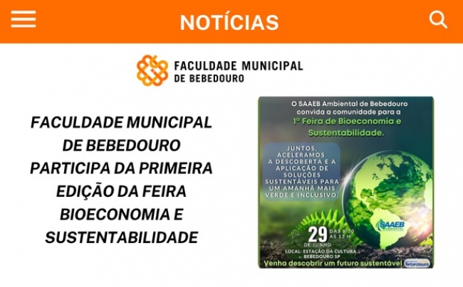 Faculdade Municipal participa da primeira edição da Feira Bioeconomia e Sustentabilidade