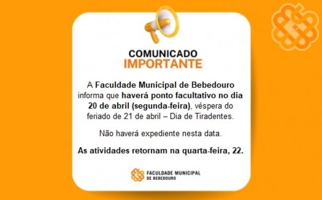 Ponto Facultativo – 20 de abril