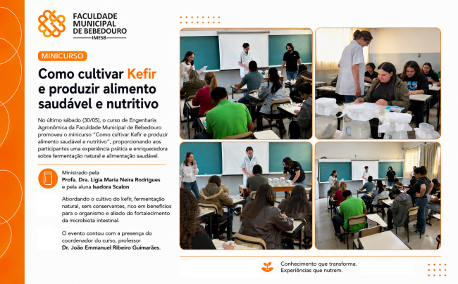 Minicurso sobre cultivo de kefir promove conhecimento e alimentação saudável na Faculdade Municipal de Bebedouro