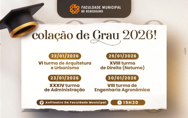 Faculdade Municipal de Bebedouro realiza Colações de Grau das Turmas 2025